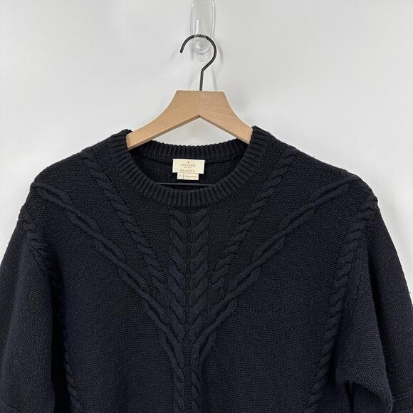 Kate Spade Cable Sweater Flounce Hem Wool Black Size Small - Picture 4 of 9